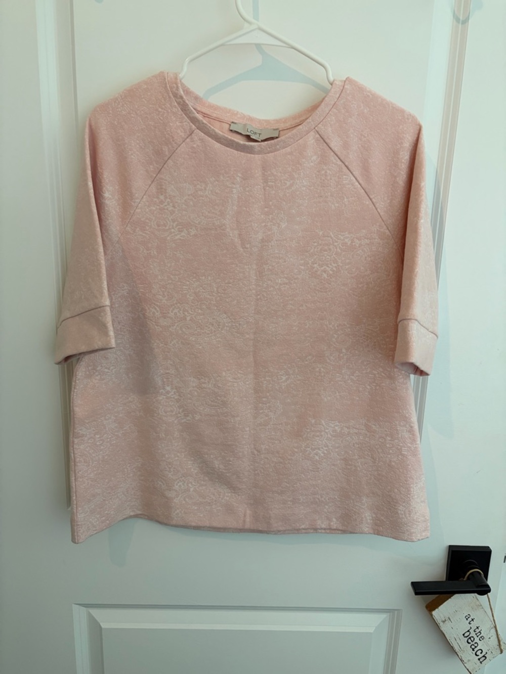 LOFT Blush Pink Textured Short Sleeve textured  Top NWT